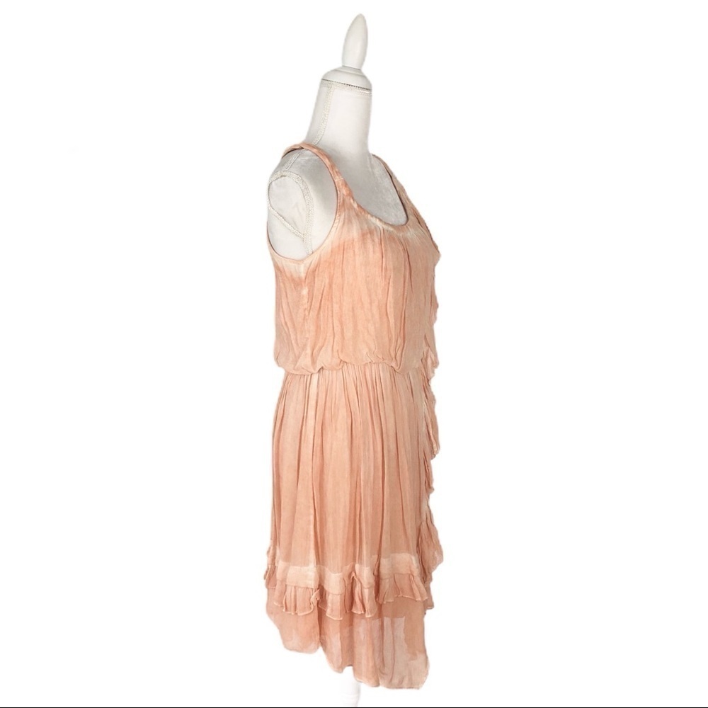 Free People peach orange ruffle sleeveless dress M - Picture 6 of 14